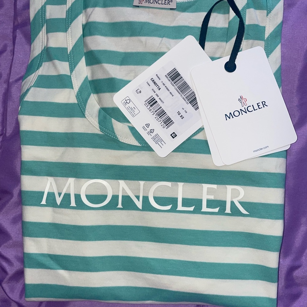 Moncler Green Multi Striped Jersey Tank